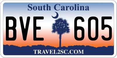 SC license plate BVE605