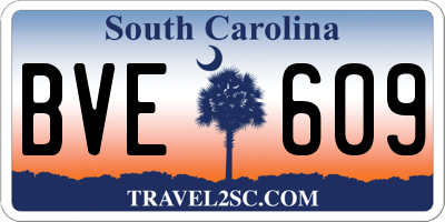 SC license plate BVE609