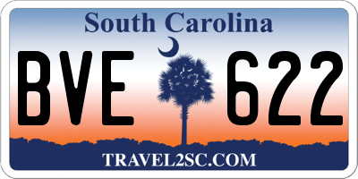 SC license plate BVE622