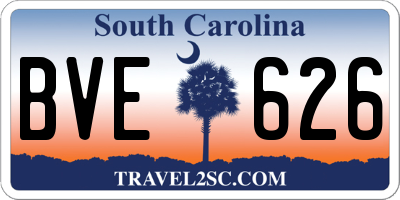SC license plate BVE626