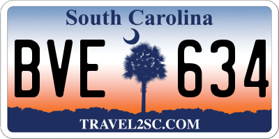 SC license plate BVE634