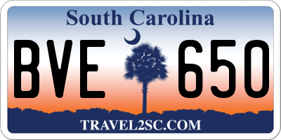 SC license plate BVE650