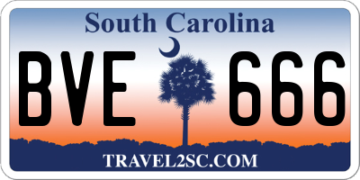 SC license plate BVE666