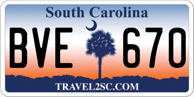 SC license plate BVE670