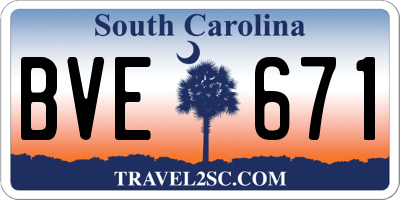 SC license plate BVE671