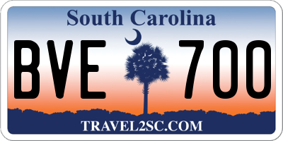 SC license plate BVE700