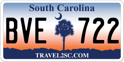 SC license plate BVE722
