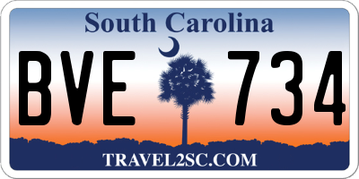 SC license plate BVE734