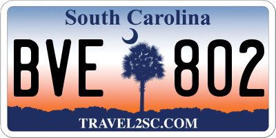 SC license plate BVE802