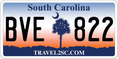 SC license plate BVE822