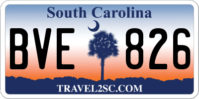 SC license plate BVE826