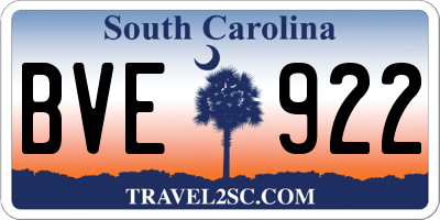 SC license plate BVE922