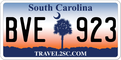 SC license plate BVE923