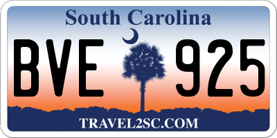 SC license plate BVE925