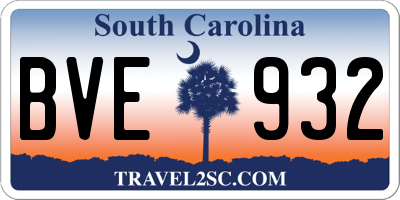 SC license plate BVE932