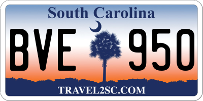 SC license plate BVE950