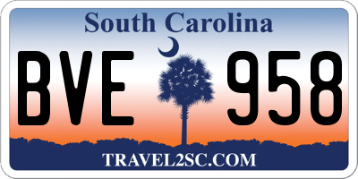 SC license plate BVE958