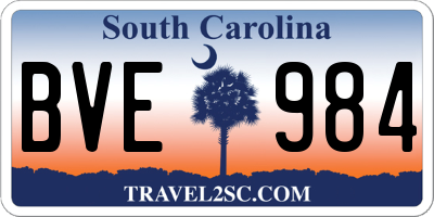 SC license plate BVE984