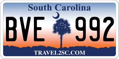 SC license plate BVE992
