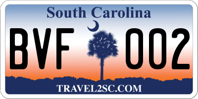 SC license plate BVF002