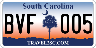 SC license plate BVF005