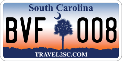 SC license plate BVF008