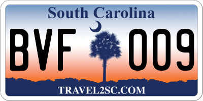 SC license plate BVF009