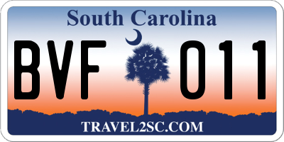 SC license plate BVF011