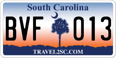 SC license plate BVF013