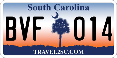 SC license plate BVF014