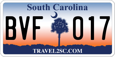 SC license plate BVF017