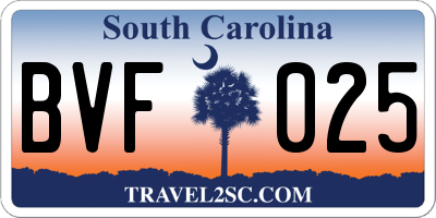 SC license plate BVF025