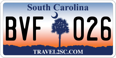 SC license plate BVF026