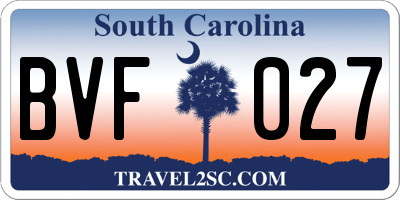 SC license plate BVF027