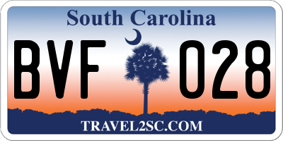 SC license plate BVF028