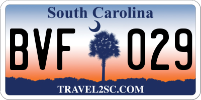 SC license plate BVF029