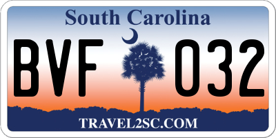 SC license plate BVF032