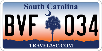 SC license plate BVF034