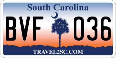 SC license plate BVF036