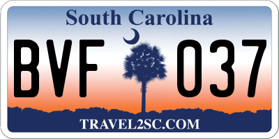SC license plate BVF037