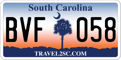 SC license plate BVF058