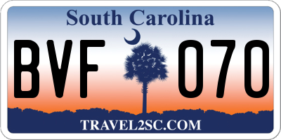 SC license plate BVF070