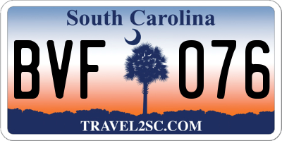 SC license plate BVF076