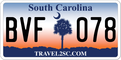 SC license plate BVF078