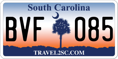 SC license plate BVF085