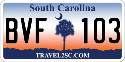 SC license plate BVF103