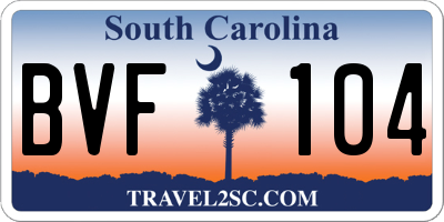 SC license plate BVF104