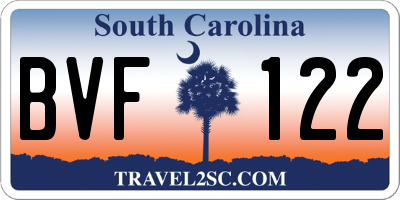 SC license plate BVF122