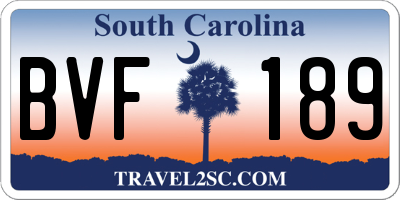 SC license plate BVF189