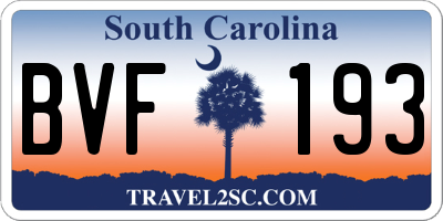 SC license plate BVF193